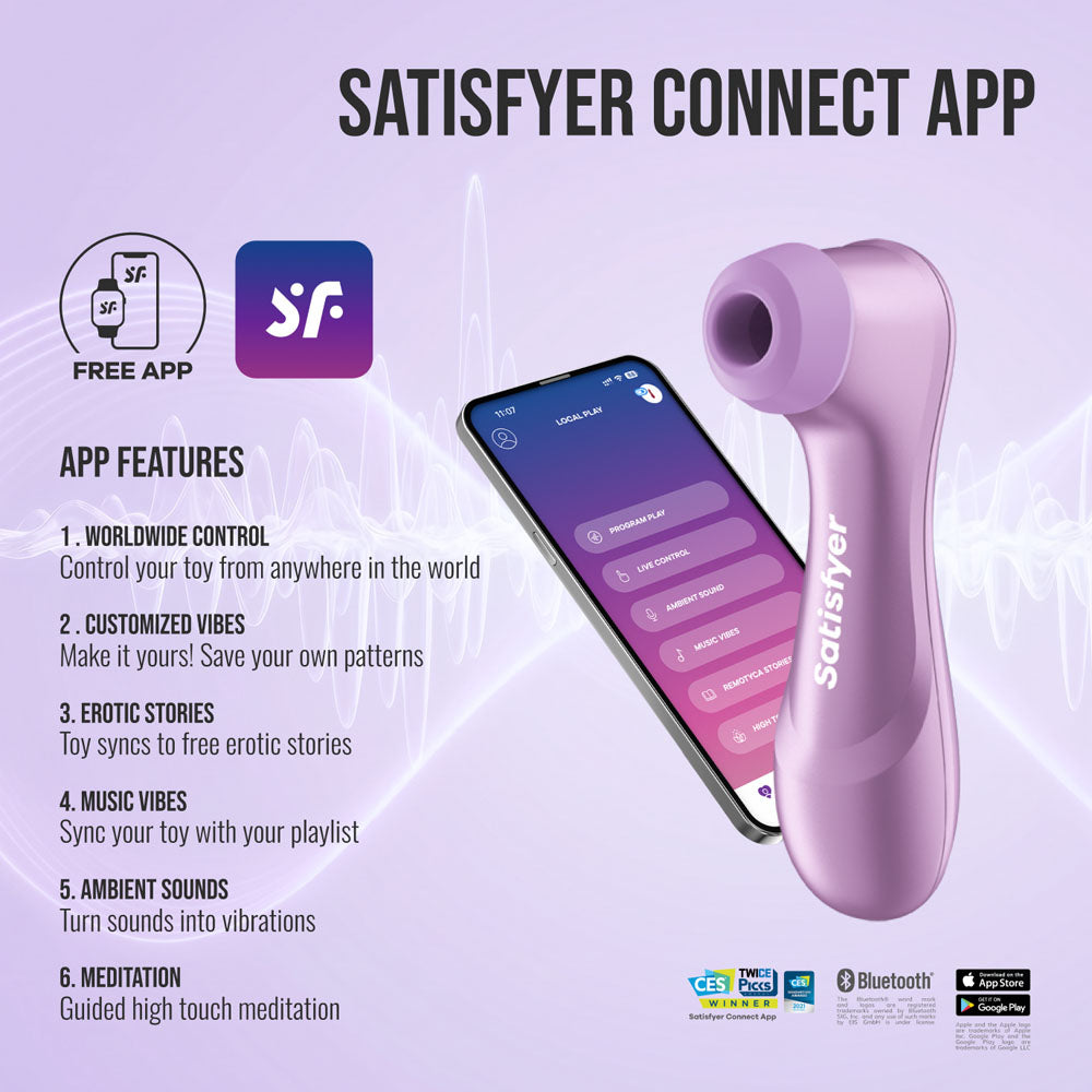 Satisfyer Pro 2 Generation 4 - Amethyst - Amethyst Touch-Free USB-C Rechargeable Clitoral Stimulator with App Control - Take A Peek
