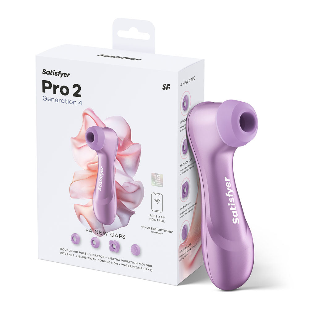 Satisfyer Pro 2 Generation 4 - Amethyst - Amethyst Touch-Free USB-C Rechargeable Clitoral Stimulator with App Control - Take A Peek