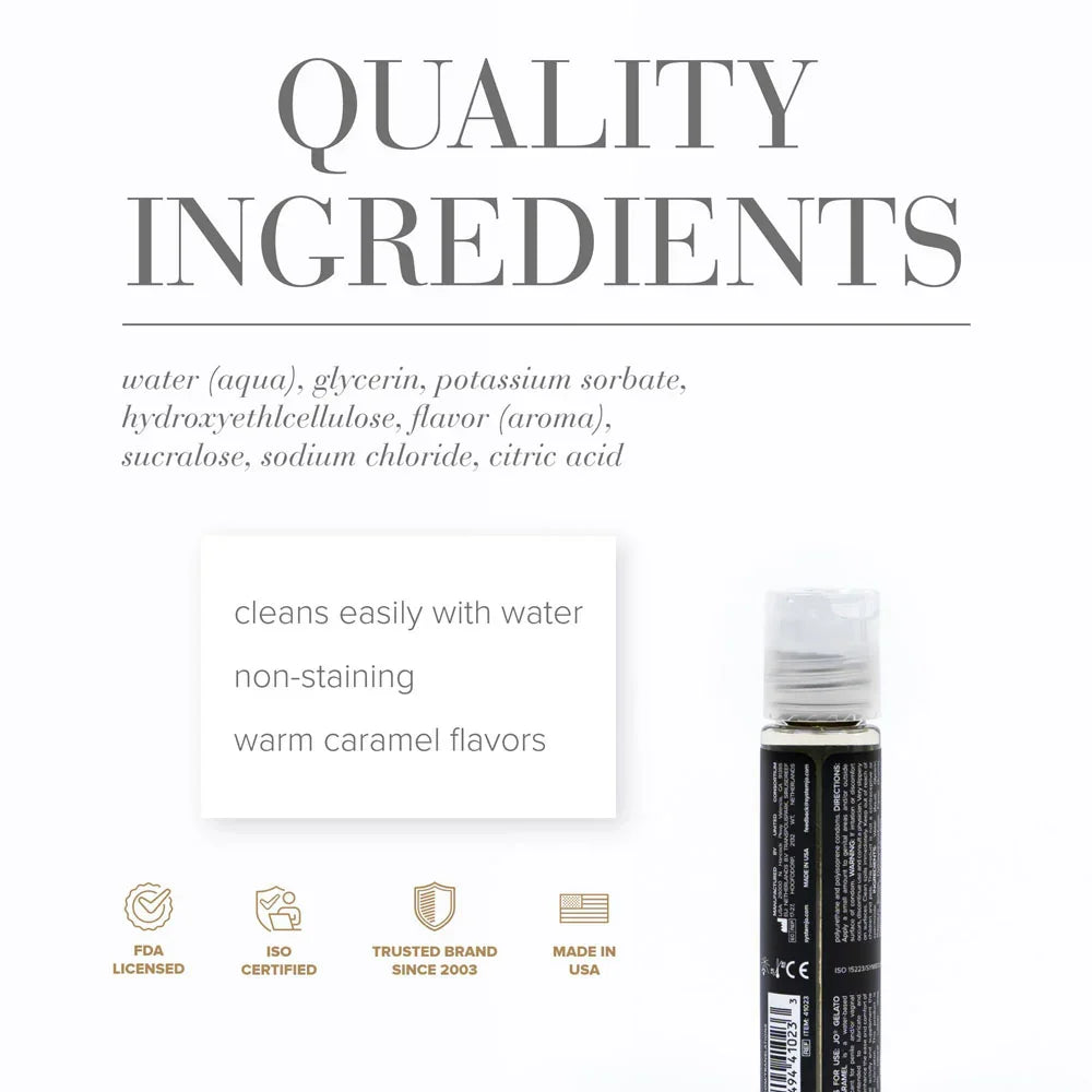JO Gelato Salted Caramel Lube - 30 mL - Salted Caramel Flavoured Water Based Lubricant - 30 ml Bottle - Take A Peek