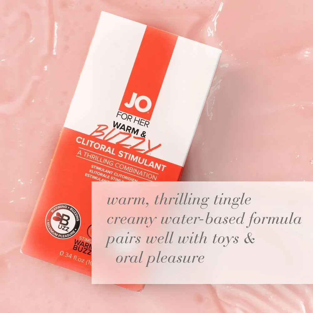 JO Warm & Buzzy Clitoral Stimulant - 10 mL - Warming Clitoral Stimulation Gel - 10 ml Tube - Take A Peek