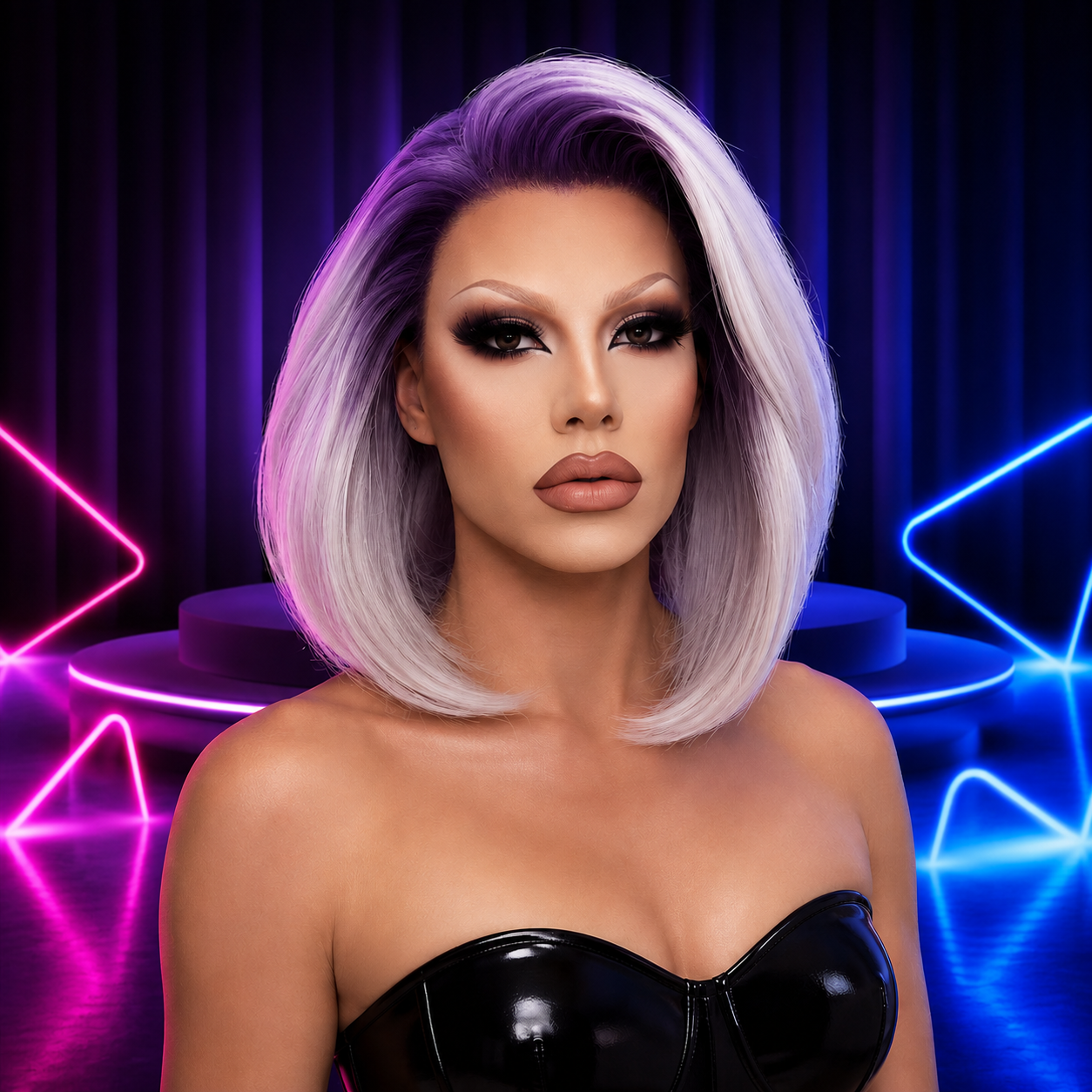 Premium drag queen lace front wig  synthetic hair with a realistic lace front design