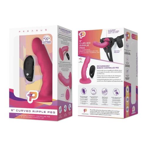 Pegasus 6" Wireless Remote Control Curved Ripple Peg With Harness - Take A Peek