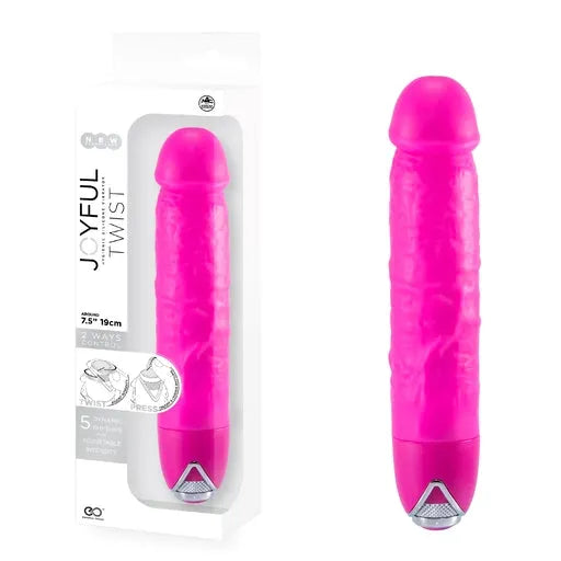 JOYFUL TWIST SILICONE VIBRATOR 7' - PINK - Take A Peek