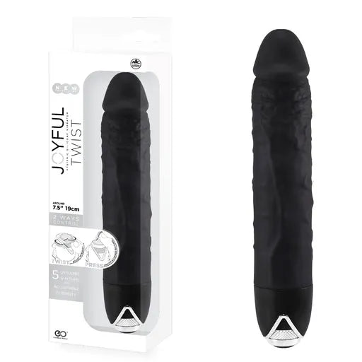 JOYFUL TWIST 7' SILICONE VIBRATOR - BLACK - Take A Peek
