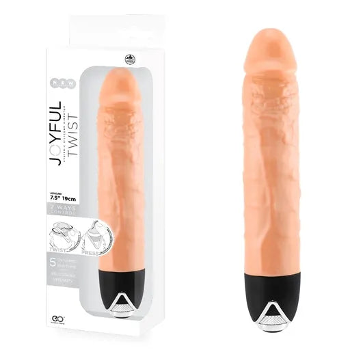 JOYFUL TWIST 7' SILICONE VIBRATOR - FLESH - Take A Peek
