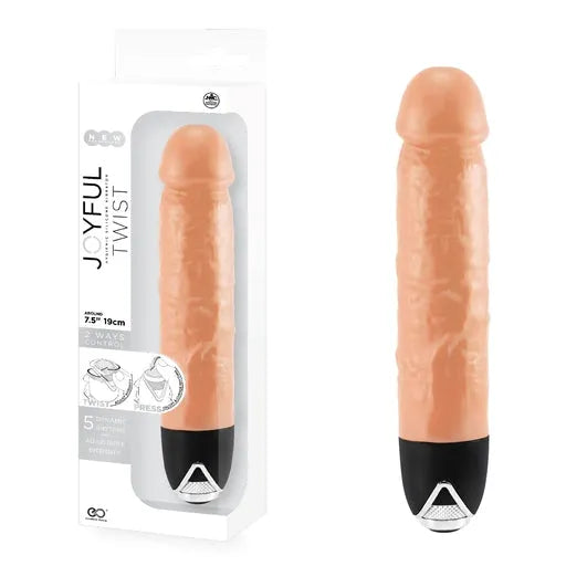 JOYFUL TWIST SILICONE VIBRATOR 7' - FLESH - Take A Peek