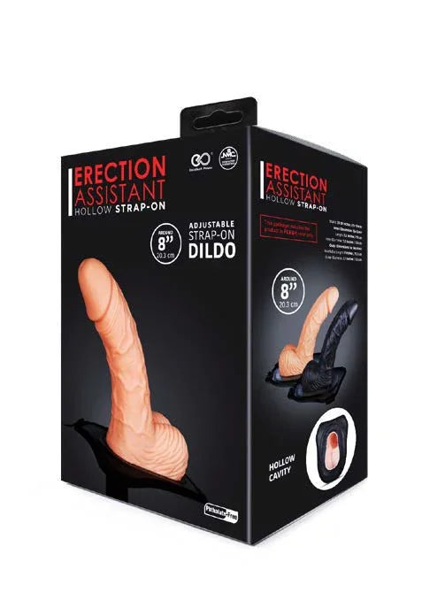 Erection Assistant Hollow Strap On 8" Flesh - Take A Peek