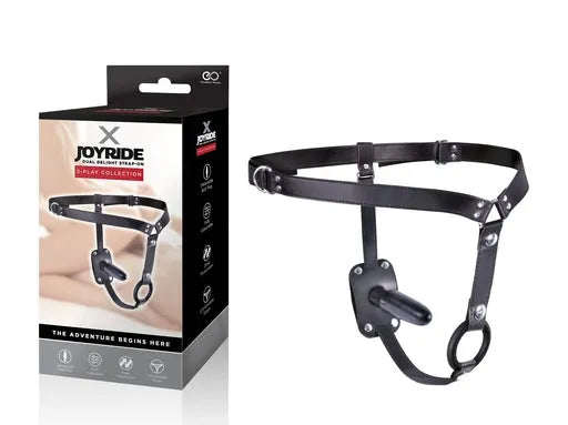 X JOYRIDE 5" DUAL DELIGHT STRAP-ON BLACK - Take A Peek