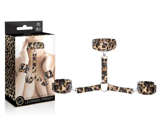 LEOPARD FRENZY COLLAR WITH HAND CUFFS - Take A Peek