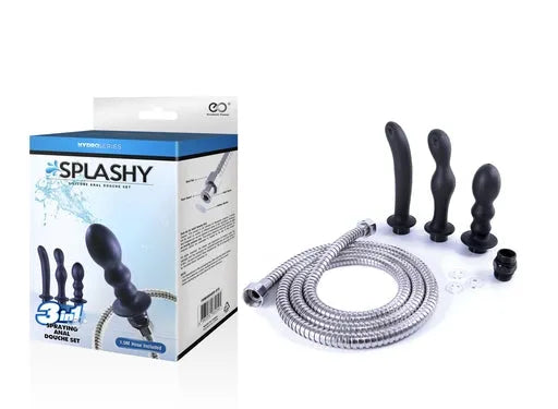 HYDRO SERIES-SPASHY 3 BUTT PLUGS WITH HOSE KIT - Take A Peek