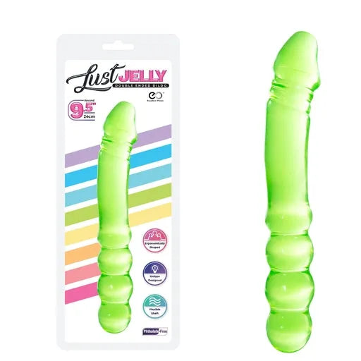 LUST JELLY PVC 9.5 DOUBLE DONG - GREEN - Take A Peek