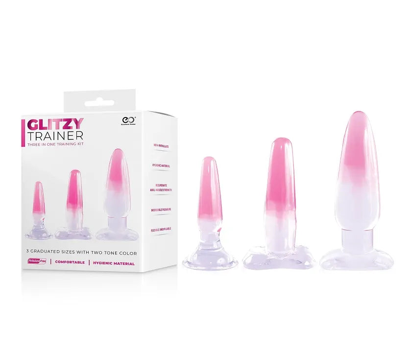 GLITZY TRAINER 3 IN 1 DONG KIT SET - PINK - Take A Peek