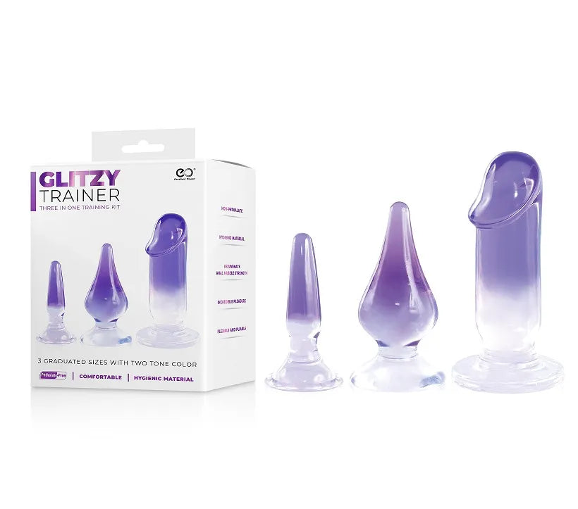 GLITZY TRAINER 3 IN 1 DONG MIXED SET - PURPLE - Take A Peek
