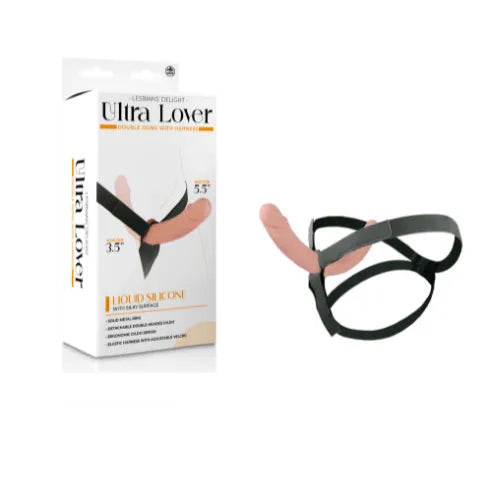 ULTRA LOVER 8" SILICONE DOUBLE DONG WITH STRAP ON - Take A Peek