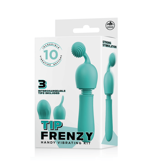 TIP FRENZY SILICONE VIBE WITH 3 INTERCHANGEABLE TIPS - GREEN - Take A Peek