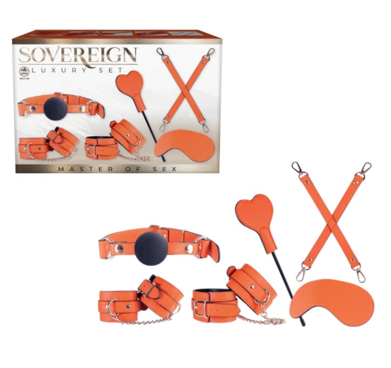 SOVEREIGN LEATHER FETISH KIT SET IN ORANGE-639463