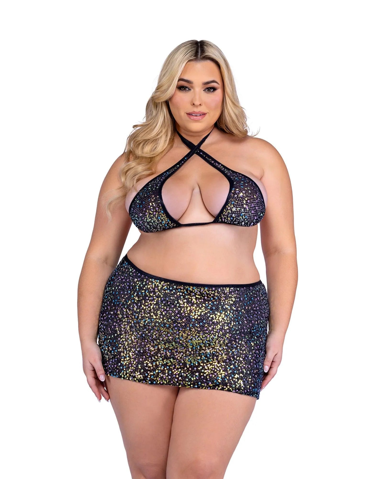 6433 - Sequin Fishnet Criss-Cross Top - Take A Peek