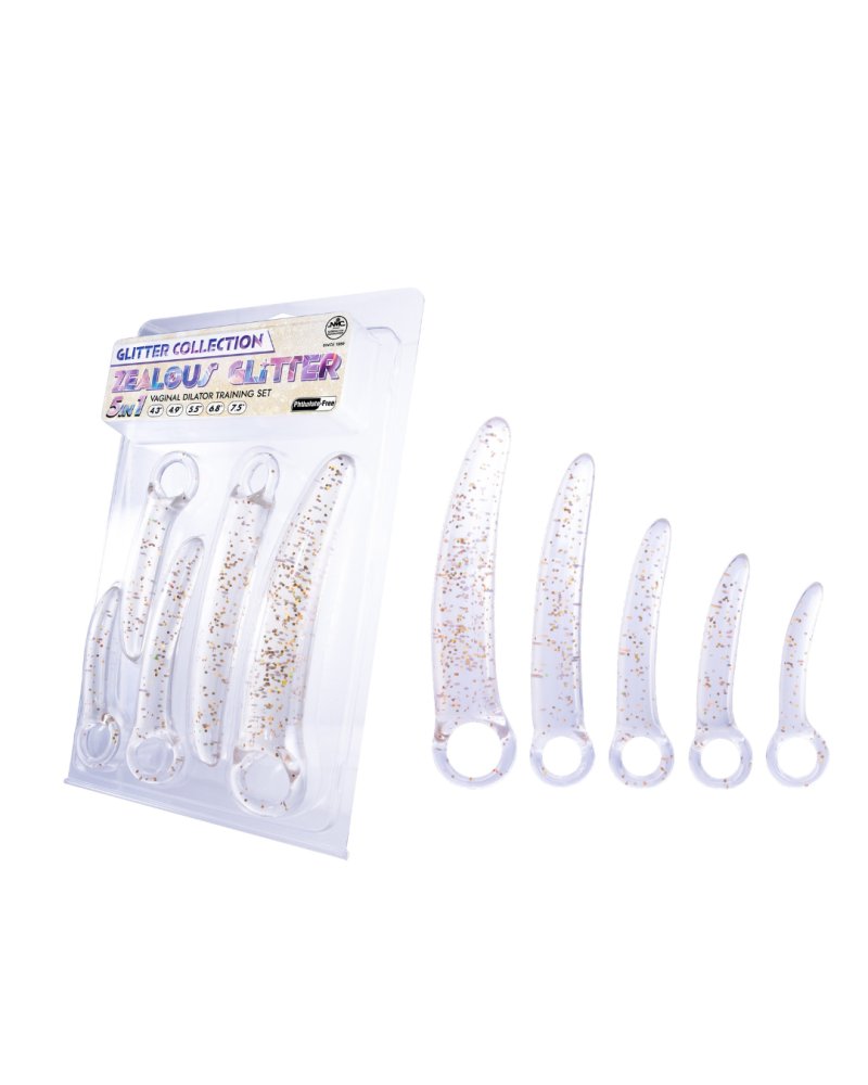 ZEALOUS GLITTER TPE DILATOR KIT SET IN CLEAR GOLD-644931