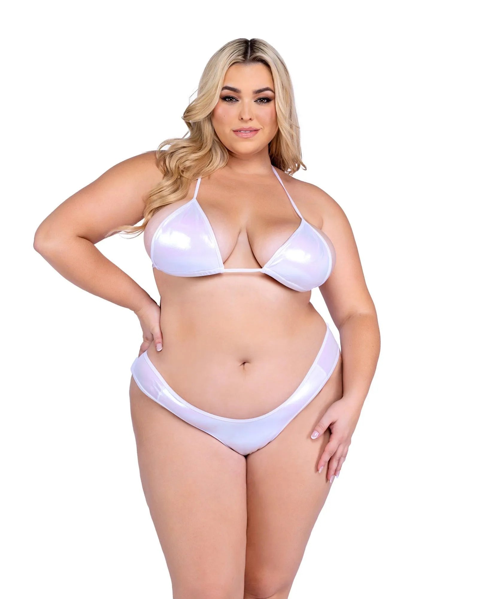 6453 - Metallic Iridescent Thong Back Shorts - Take A Peek