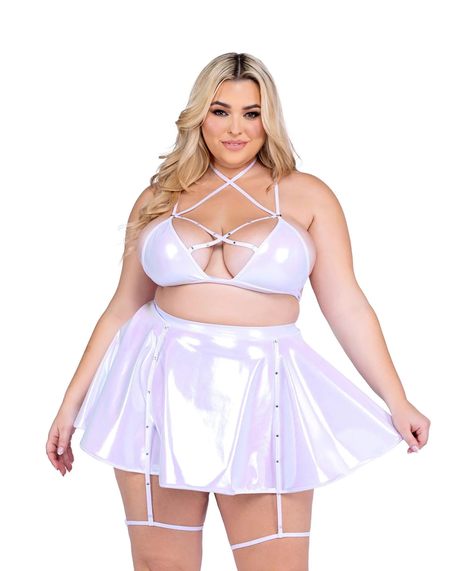 6455 - Metallic Iridescent Skirt - Take A Peek