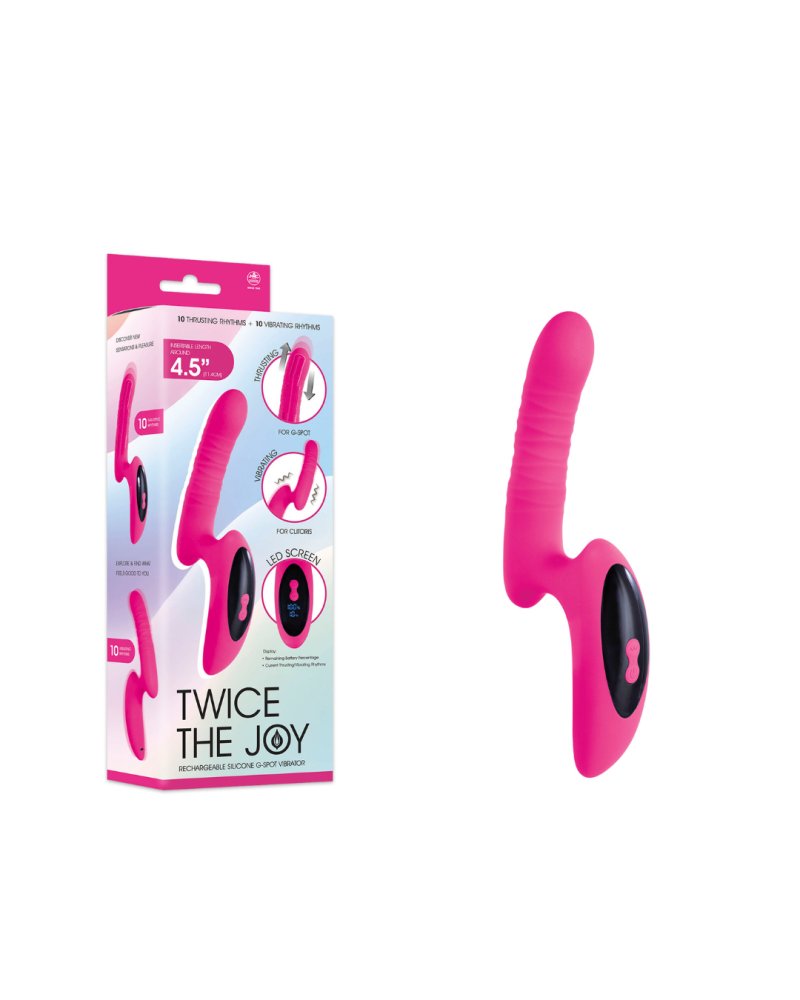 Twice The Joy AROUND 4.5in SILICONE RECHARGEABLE THRUSTING VIBRATOR WIT...-648311