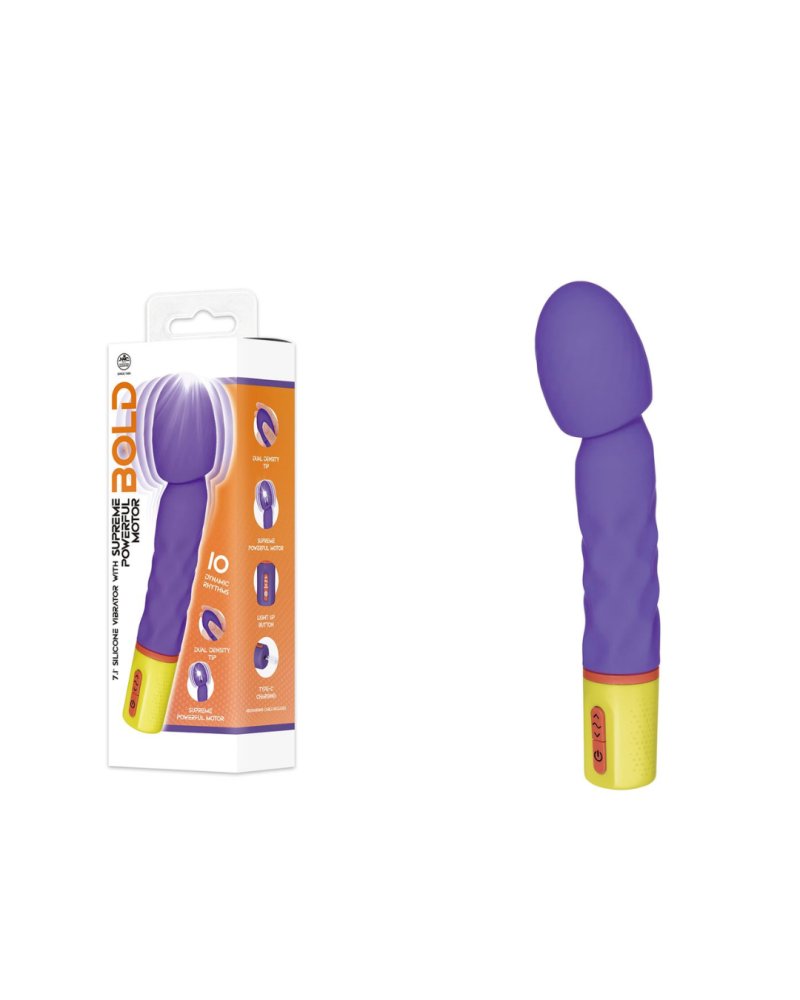BOLD AROUND 7in SILICONE RECHARGEABLE VIBRATOR WITH VARICOLORED CONTROL...-648342