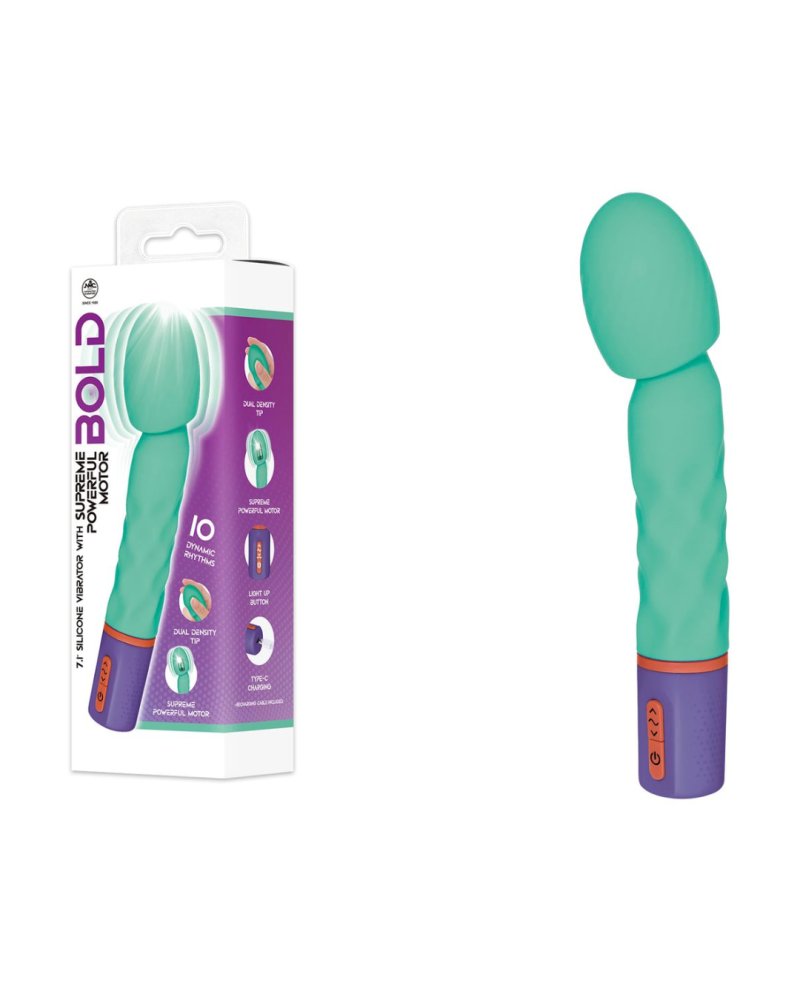 BOLD AROUND 7in SILICONE RECHARGEABLE VIBRATOR WITH VARICOLORED CONTROL...-648359