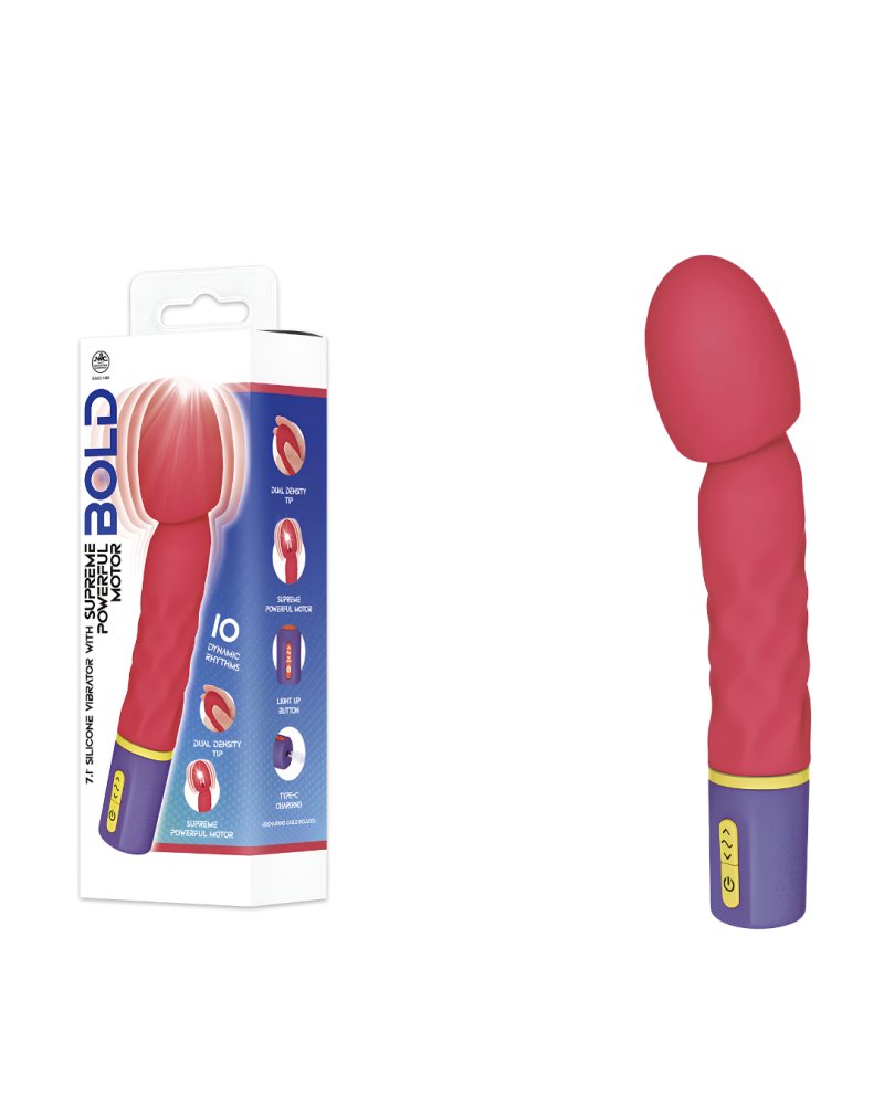 BOLD AROUND 7in SILICONE RECHARGEABLE VIBRATOR WITH VARICOLORED CONTROL...-648366