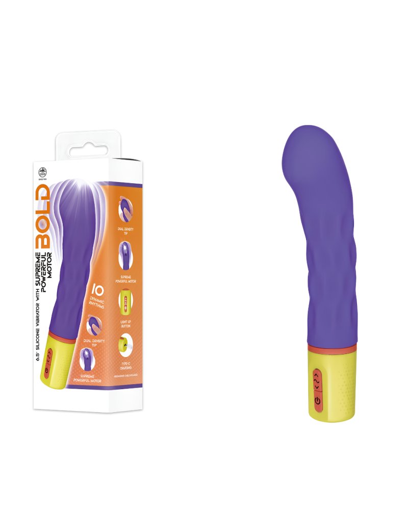 BOLD AROUND 6.4in SILICONE RECHARGEABLE VIBRATOR WITH VARICOLORED CONTR...-648373