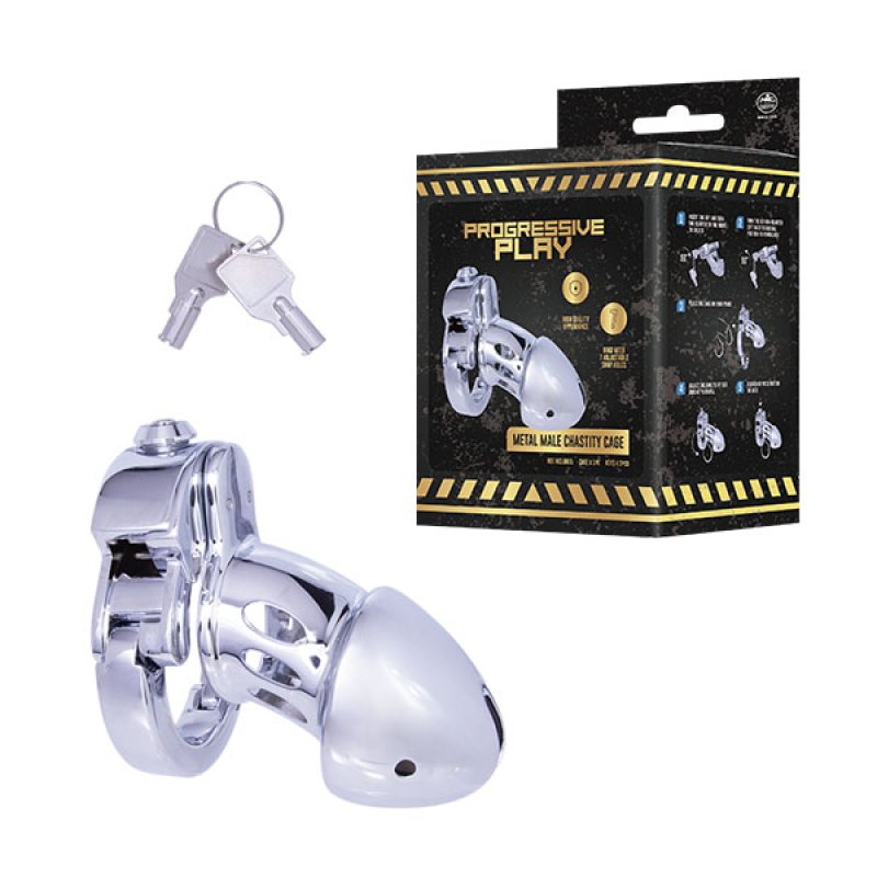 Progressive Play MALE CHASTITY DEVICE WITH BASE RING-649387