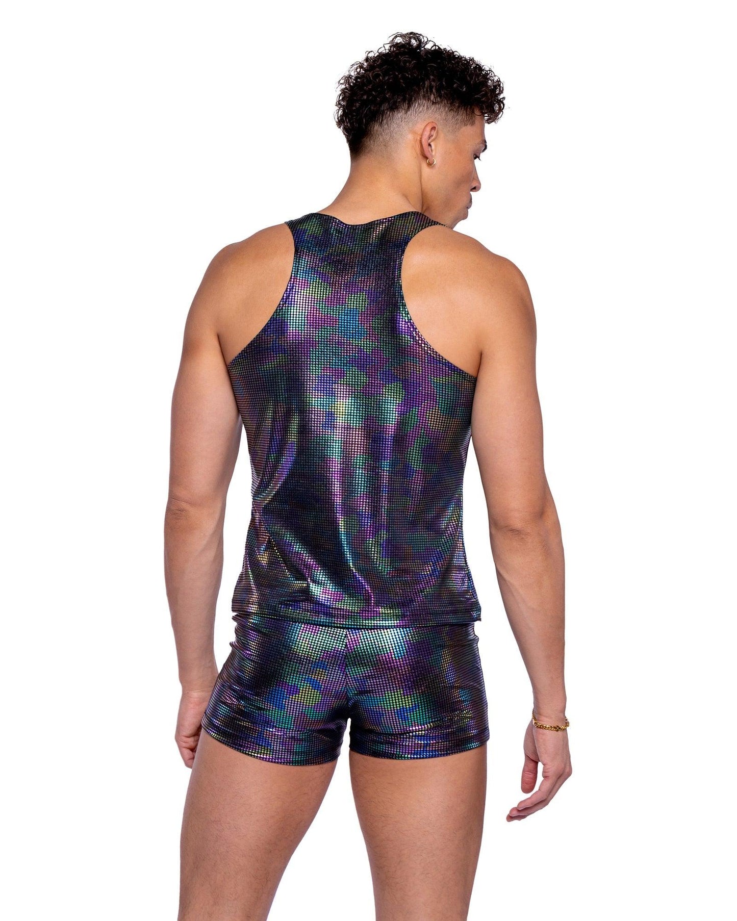 6530 - Rainbow Shimmer Camouflage Shorts - Take A Peek