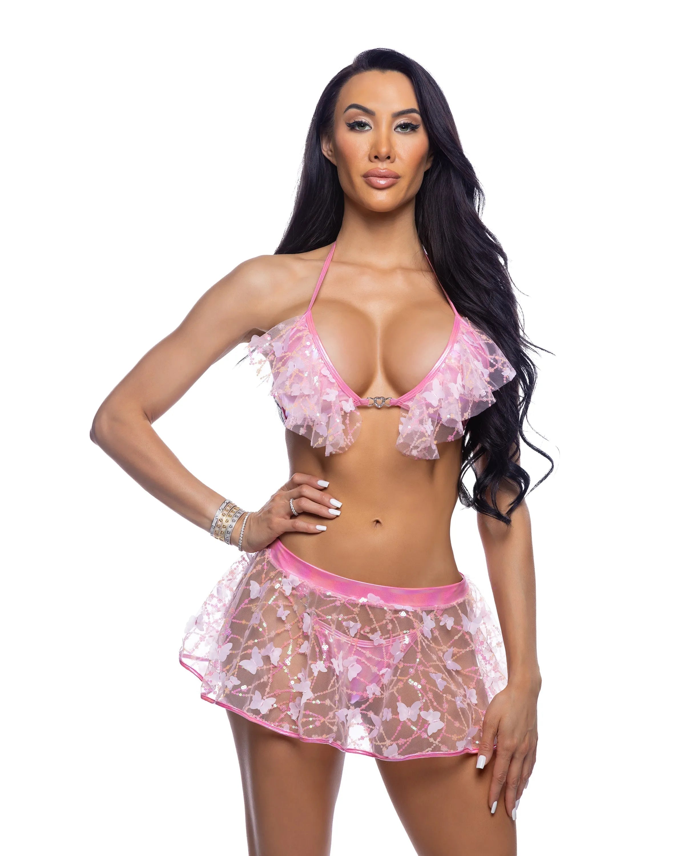 6718 - Butterfly & Sequin Mini Skirt - Take A Peek
