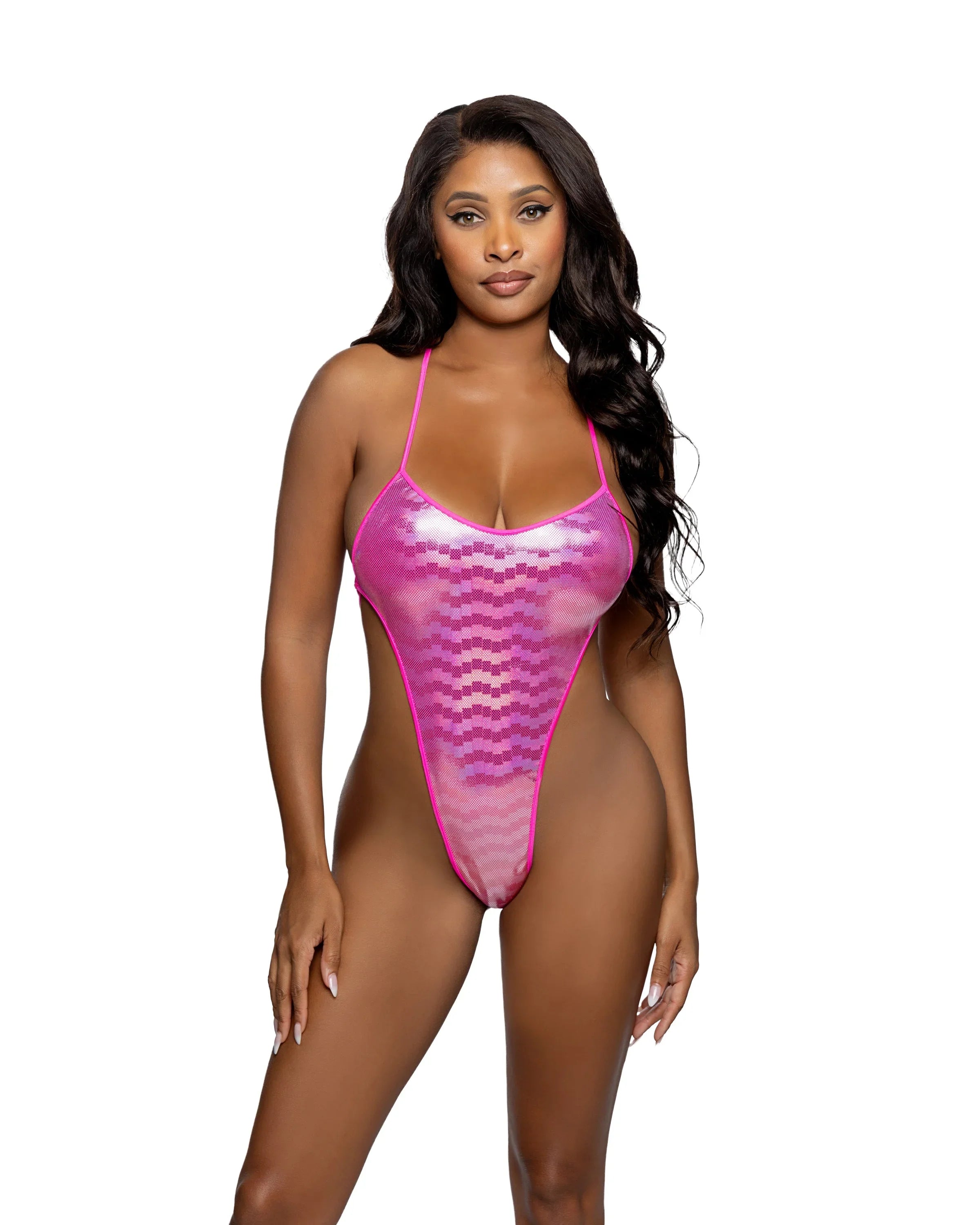 6754 - Shimmer String-Back Bodysuit - Take A Peek