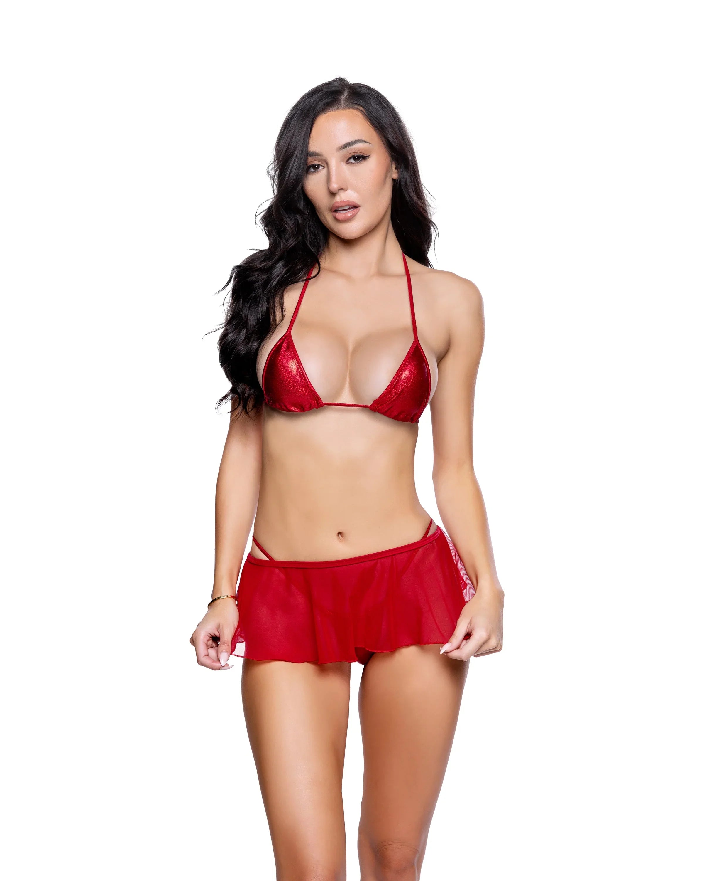 6792 - Mesh Flutter Skirt - Take A Peek