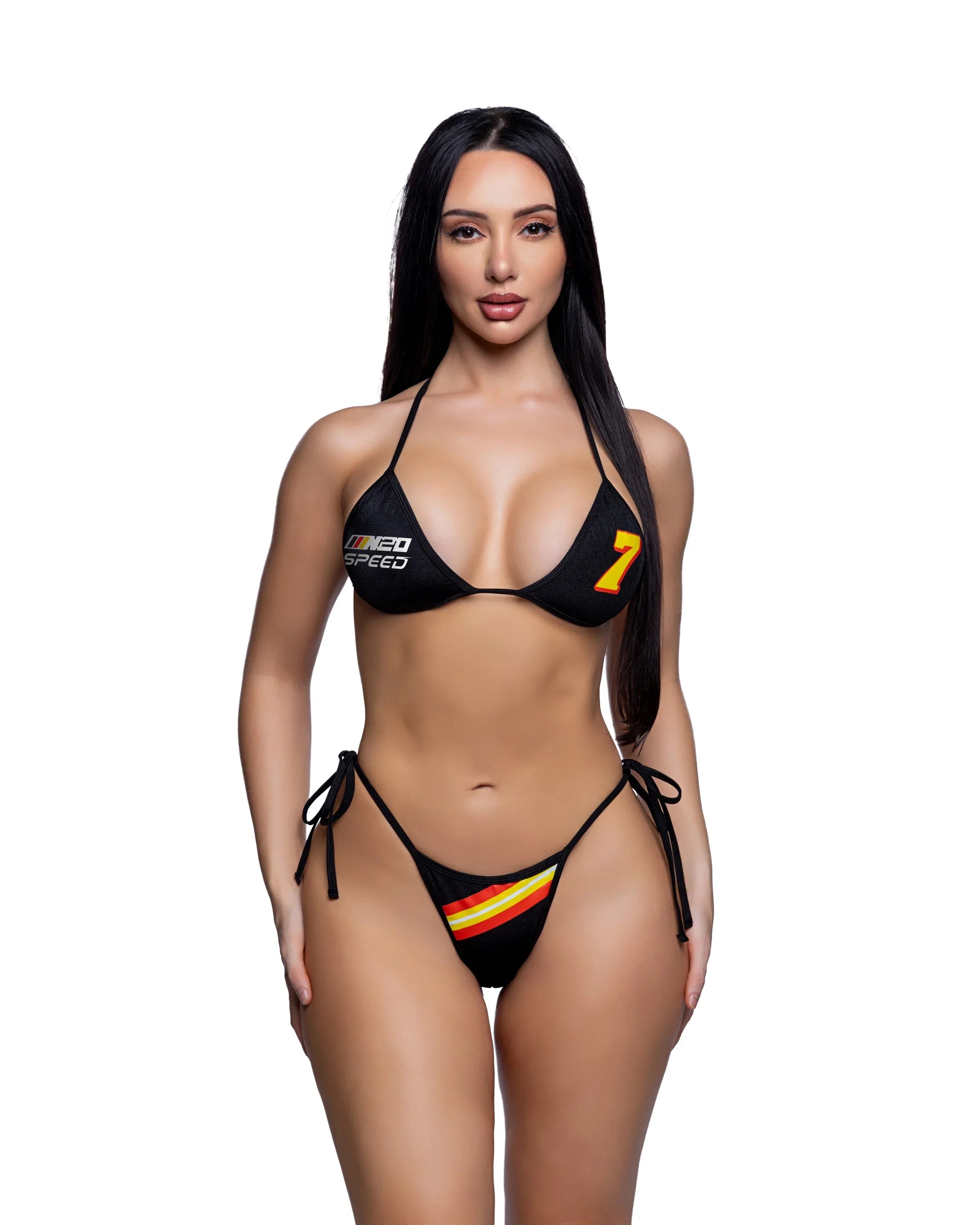 6804 - 2PC Racer Print Tie-Side Bikini Set - Take A Peek