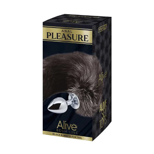 Alive Black and White Fox Tail Plug - L - Take A Peek