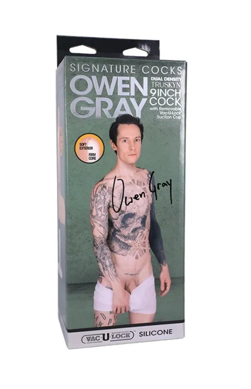 Signature Cocks Owen Gray - Silicone 9" with Removable Vac-U-Lock Suction Cup - Take A Peek