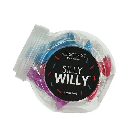 SILLY WILLY 3.5" Mini Dongs Display of 12 - Pink / Blue / Purple - Take A Peek