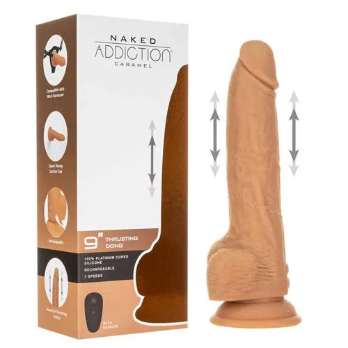 NAKED ADDICTION 9" THRUSTING DONG with Remote - Caramel - Take A Peek