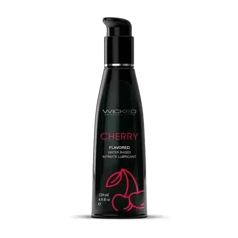 Wicked Aqua Cherry - Cherry Flavoured Water Based Lubricant - 120 ml (4 oz) Bottle - Take A Peek