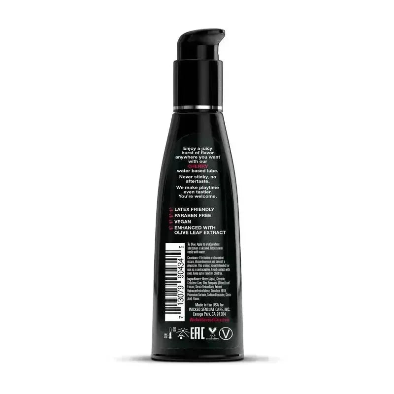 Wicked Aqua Cherry - Cherry Flavoured Water Based Lubricant - 120 ml (4 oz) Bottle - Take A Peek