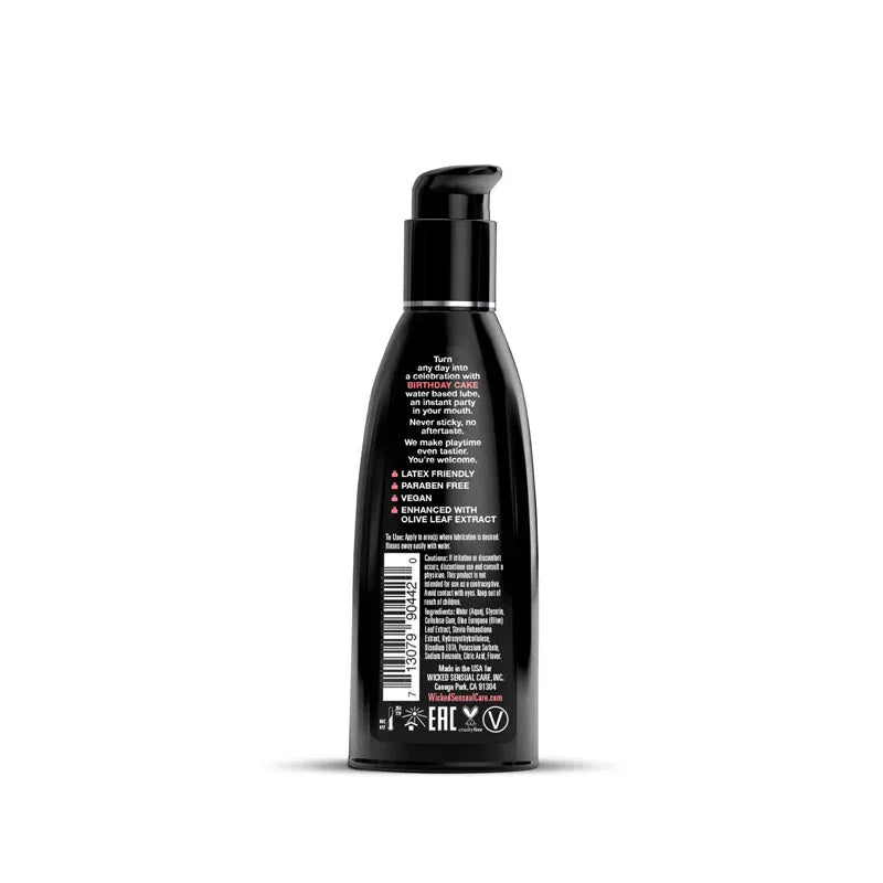 Wicked Aqua Birthday Cake - Cake Flavoured Water Based Lubricant - 60 ml (2 oz) Bottle - Take A Peek