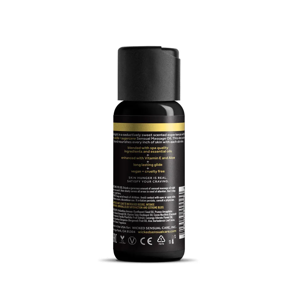 Wicked Sensual Massage Oil - Vanilla + Sugarcane - Vanilla and Sugarcane Scented Massage Oil - 120 ml Tube - Take A Peek