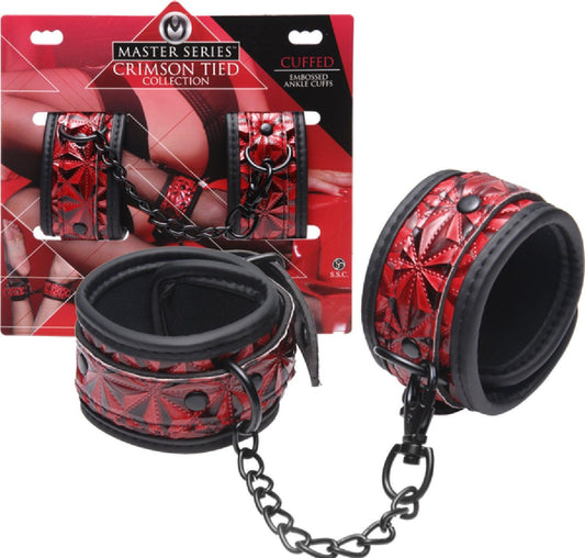 Crimson Tied Embossed Ankle Cuffs - Take A Peek