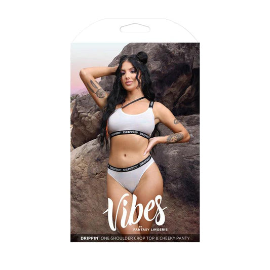 VIBES DRIPPIN' One-Shoulder Crop Top & Cheeky Panty S/M - Take A Peek