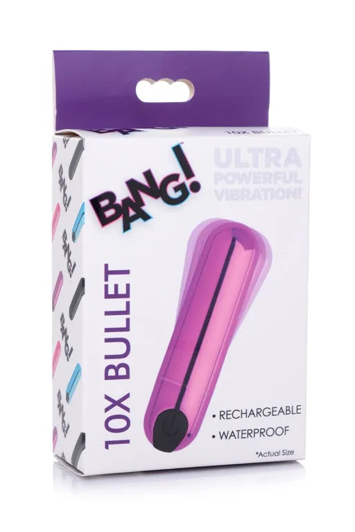 Bang! 10X Rechargeable Vibrating Metallic Bullet - Purple - Take A Peek