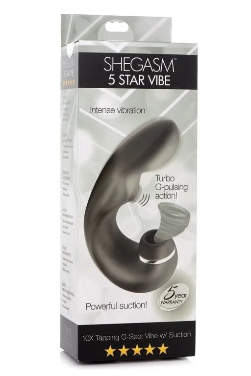 INMI Shegasm 5 Star Tapping G-Spot Vibe w/ Suction Black - Take A Peek