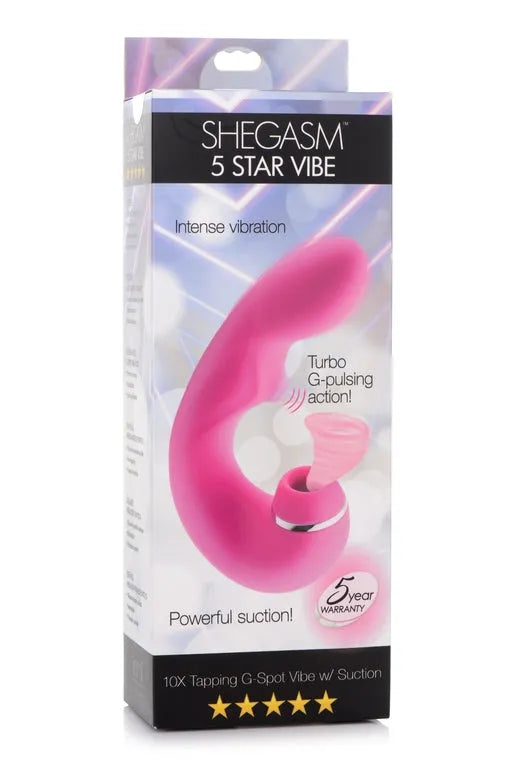 INMI Shegasm 5 Star Tapping G-Spot Vibe w/ Suction Pink - Take A Peek
