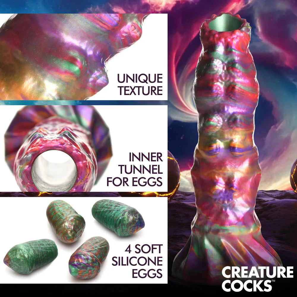 Creature Cocks Larva Silicone Dildo - 22.9 cm Fantasy Dildo with Eggs - Take A Peek