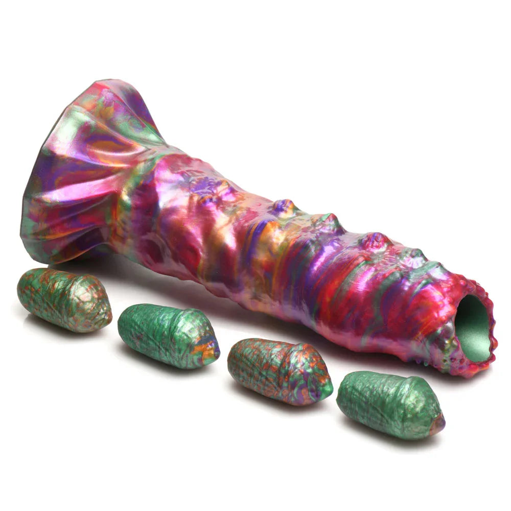 Creature Cocks Larva Silicone Dildo - 22.9 cm Fantasy Dildo with Eggs - Take A Peek